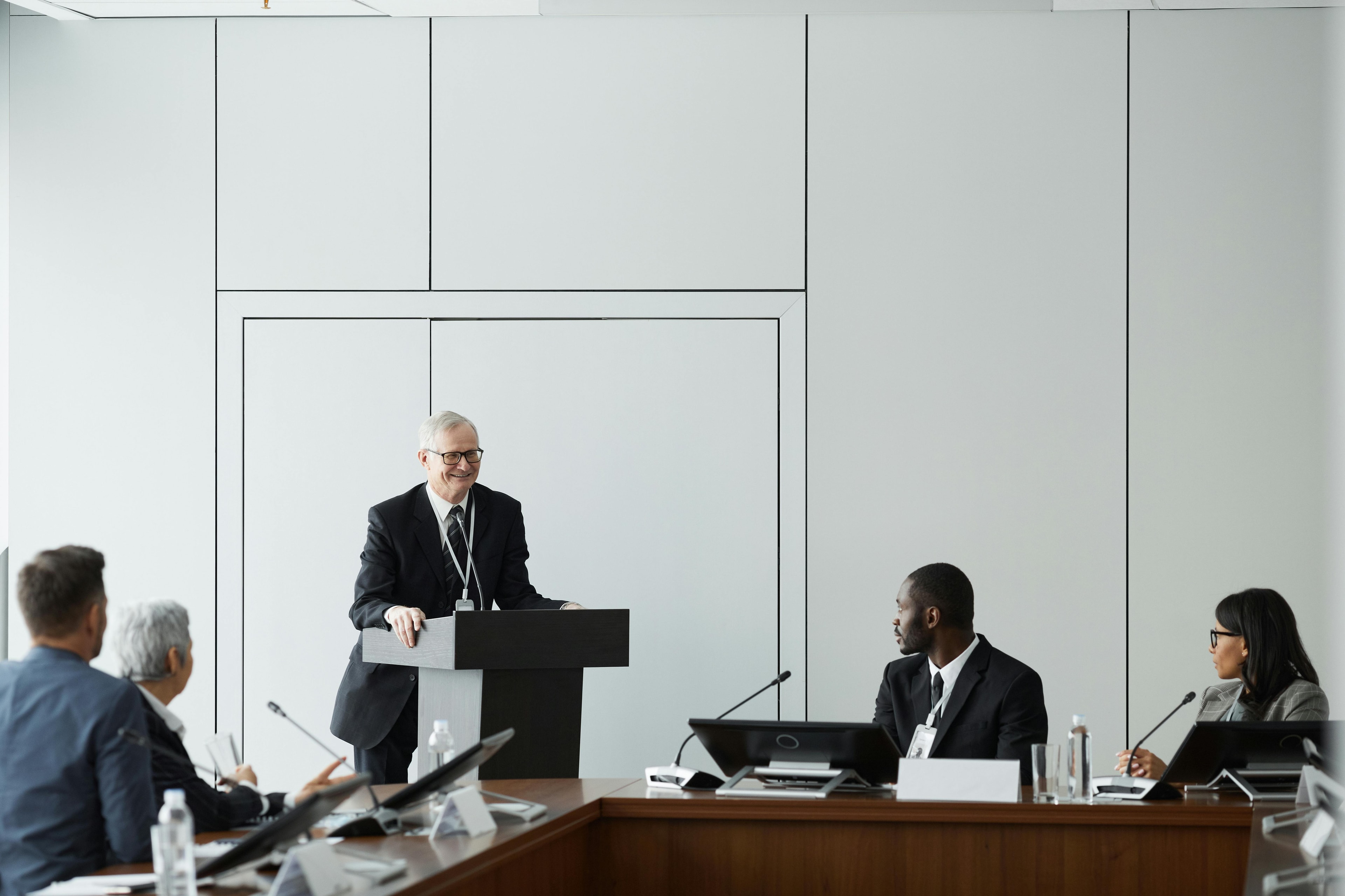 Old man giving speech