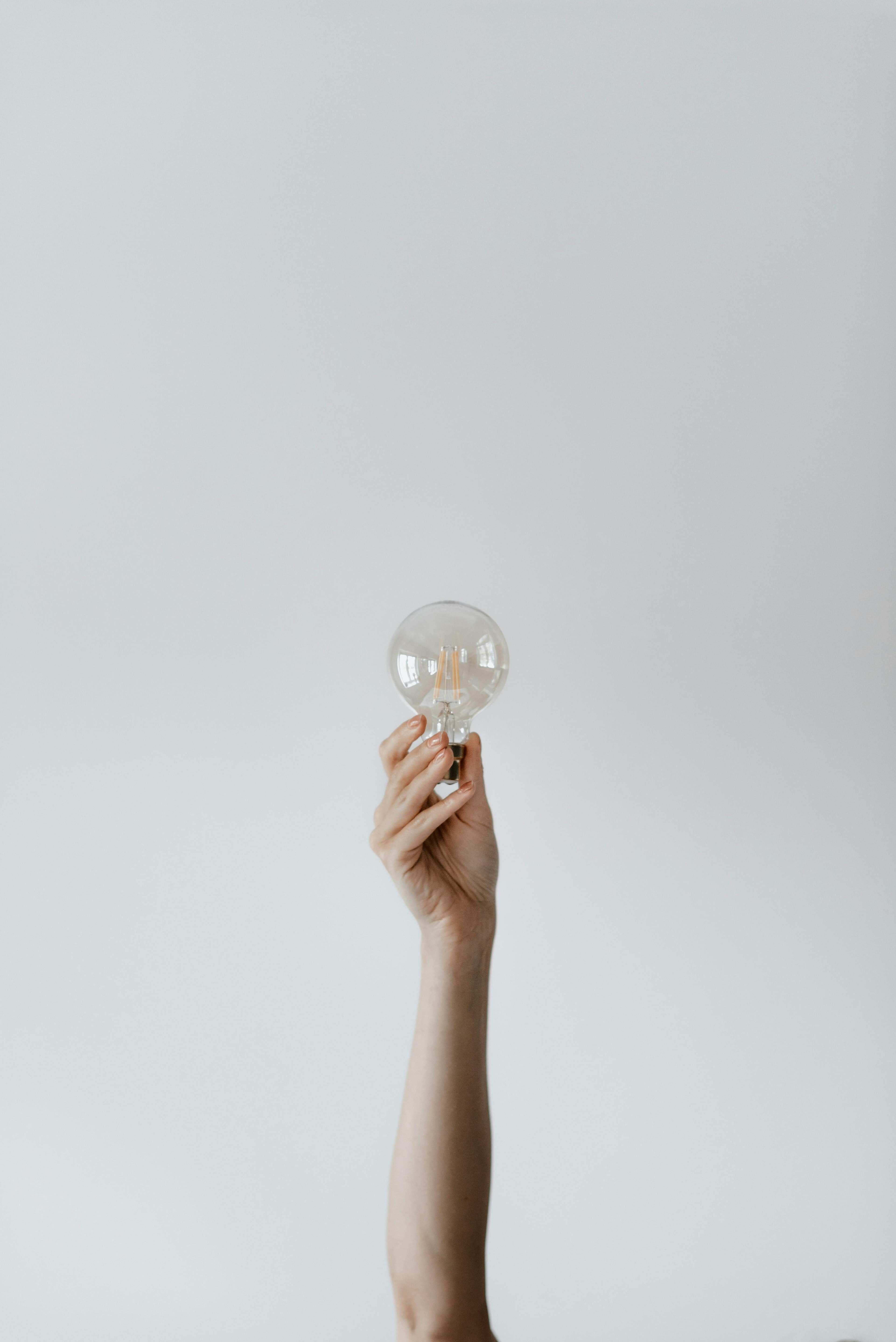 Hand holding lightbulb